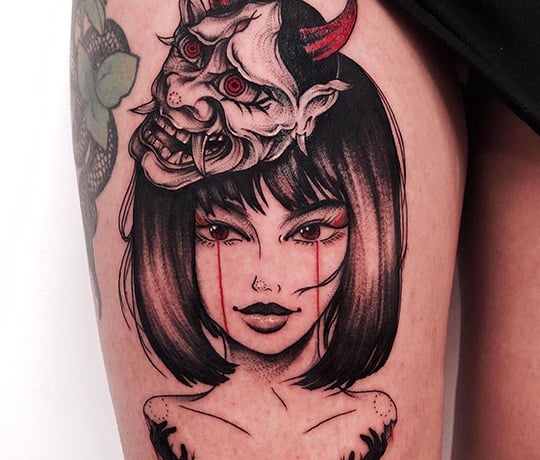 Tattoo of a woman's face